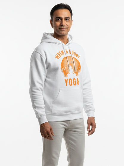 When in Doubt, Yoga- White Yoga Hoodie