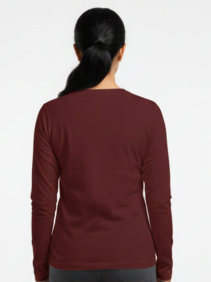 Yoga Chakras- Maroon Round Neck, Full Sleeves Unisex Yoga T-shirt