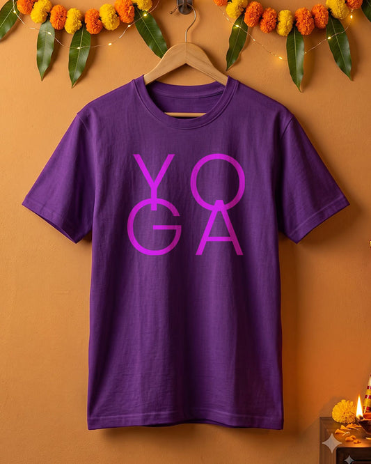 Yoga Word- Purple Round Neck Yoga T-shirt