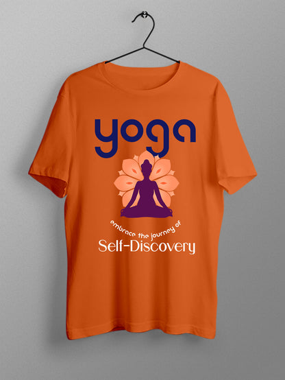Self Discovery- Orange Round Neck Yoga T-shirt