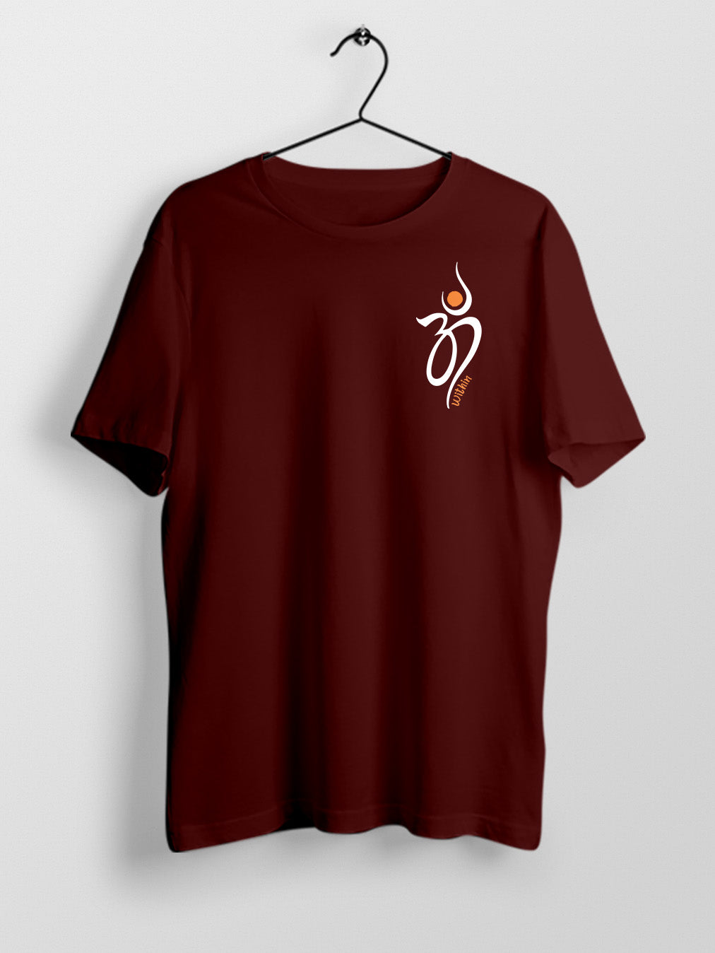 Om Within- Maroon Round Neck Yoga T-shirt