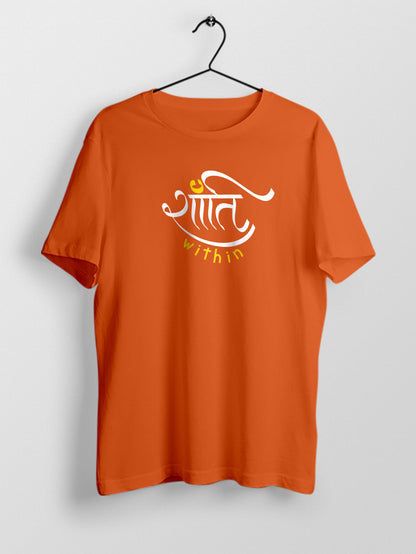 Shanti Within- Orange Round Neck Yoga T-shirt