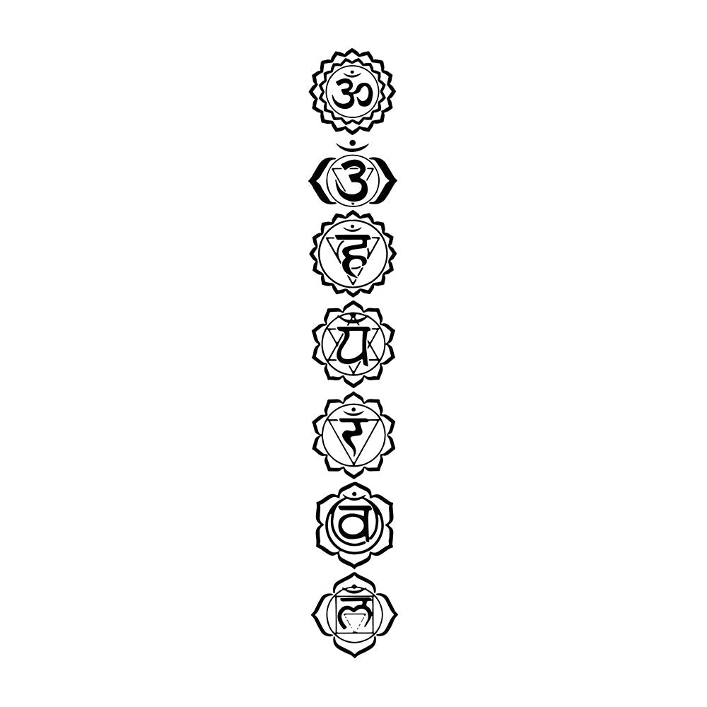 Seven Chakras - White Yoga Round Neck T-shirt