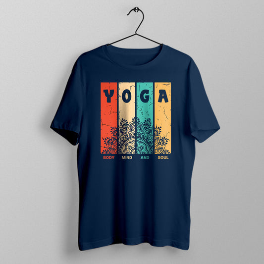 Body Mind Soul - Navy Blue Yoga Round Neck T-shirt