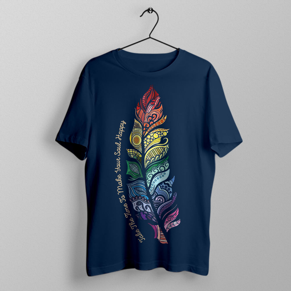 Soul Happy - Navy Blue Yoga Round Neck T-shirt