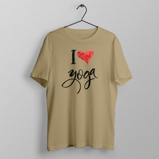 I Love Yoga - Beige Yoga Round Neck T-shirt