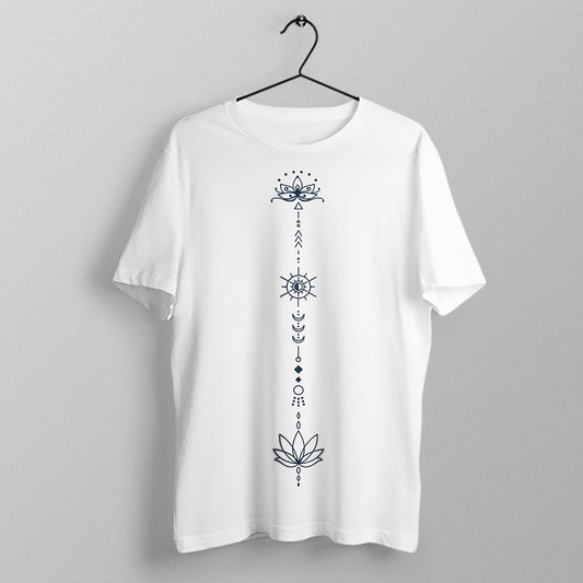 Sacred Flow - White Yoga Round Neck T-shirt