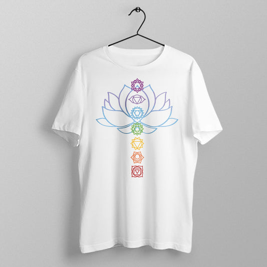Awakened Chakra - White Yoga Round Neck T-shirt