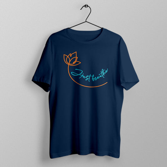 Breathe & Flow - Navy Blue Yoga Round Neck T-shirt