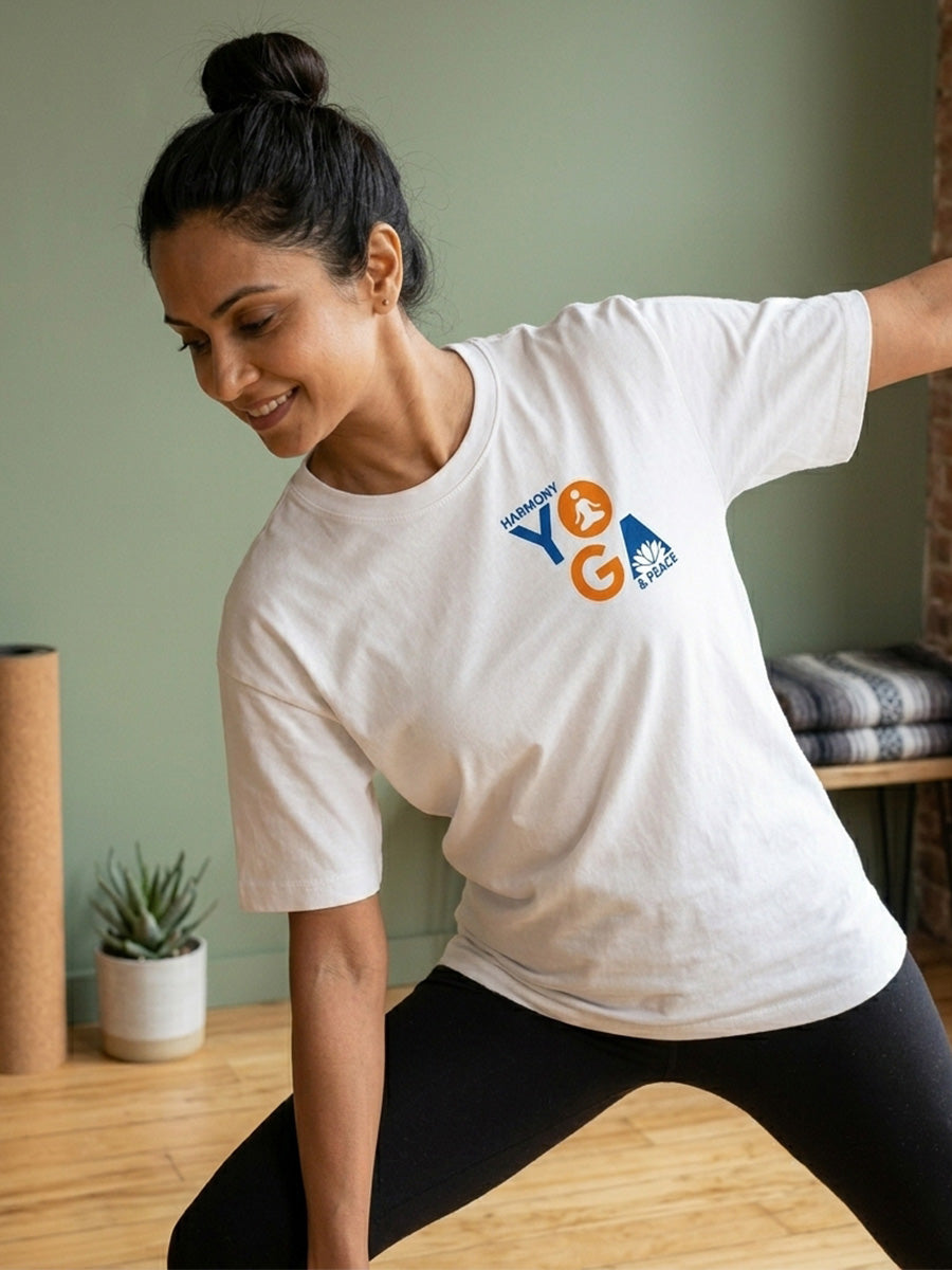 Yoga Word Yoga Day - White Yoga Round Neck T-shirt