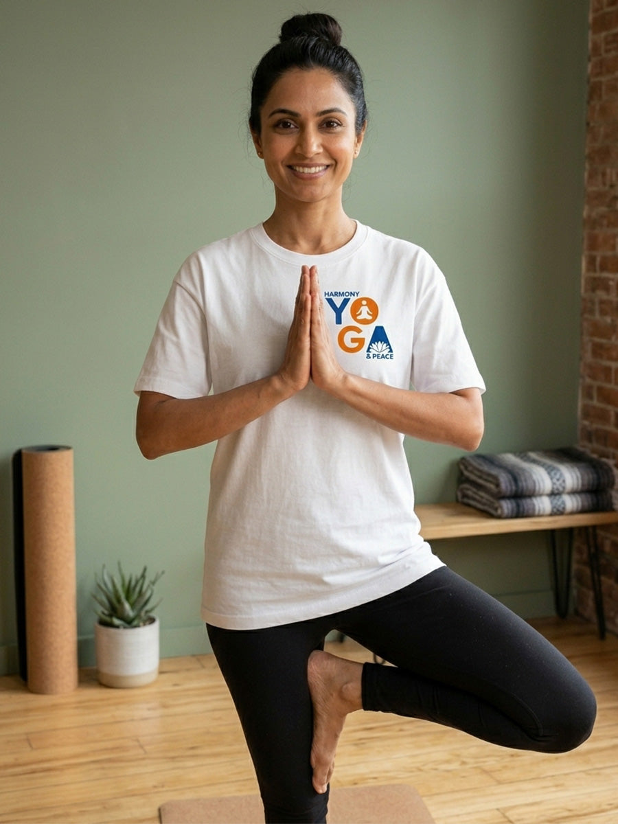 Yoga Word Yoga Day - White Yoga Round Neck T-shirt