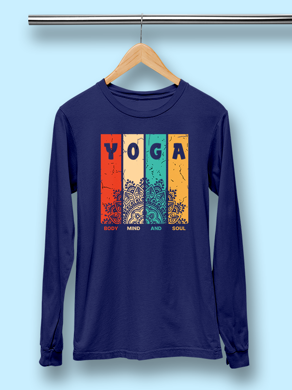 Body Mind & Soul- Royal Blue Yoga Unisex Full Sleeves T-shirt