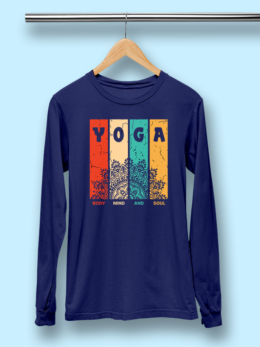 Body Mind & Soul- Royal Blue Yoga Unisex Full Sleeves T-shirt