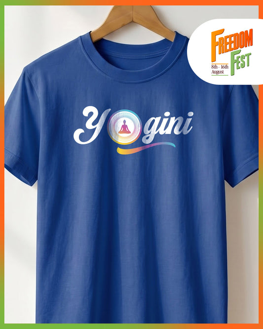 Yogini Chakra- Royal Blue Round Neck Yoga T-shirt