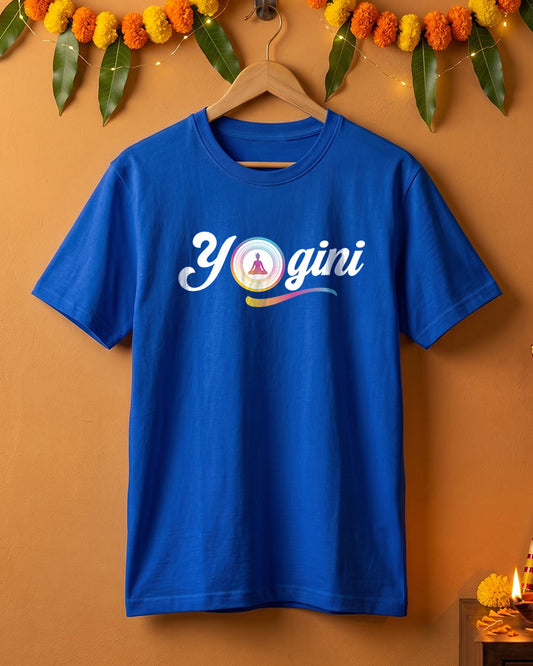 Yogini Chakra- Royal Blue Round Neck Yoga T-shirt
