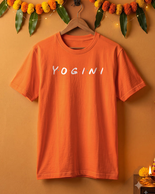 Yogini- Orange Round Neck Yoga T-shirt