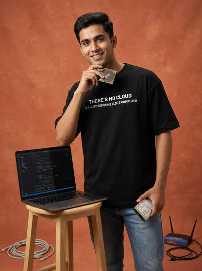 There is no Cloud- Black Round Neck Coding T-shirt