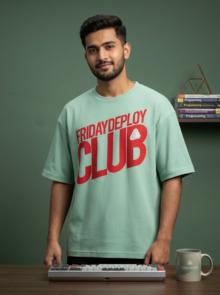 Friday Deploy Club- Mint Coding Oversized Tshirt