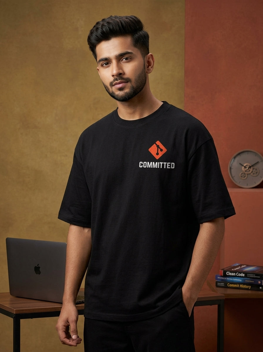 Committed - Black Coding Oversized Tshirt