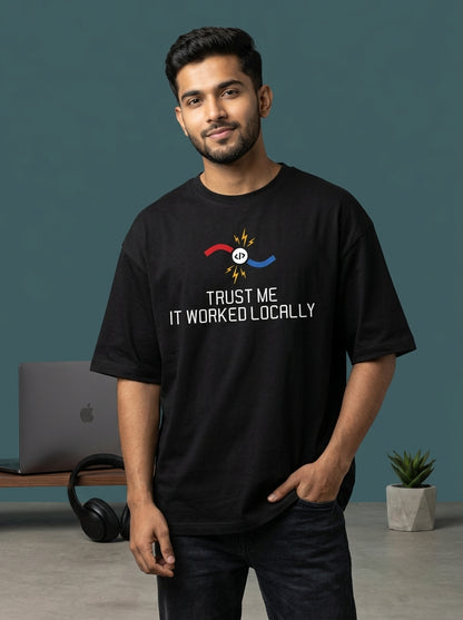 Worked Locally- Black Coding Oversized Tshirt