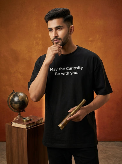 Curiosity With You- Black Round Neck Corporate T-shirt