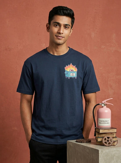 I am Fine - Navy Blue Corporate Round Neck T-shirt