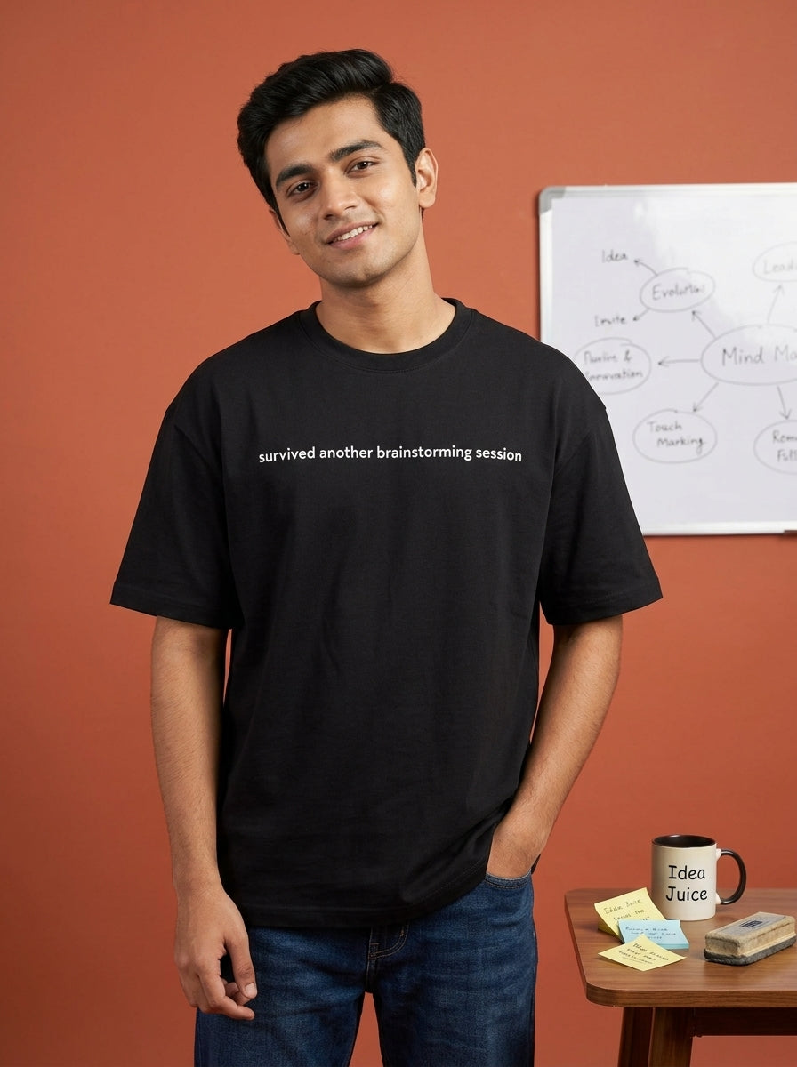 Brainstorming- Black Round Neck Corporate T-shirt