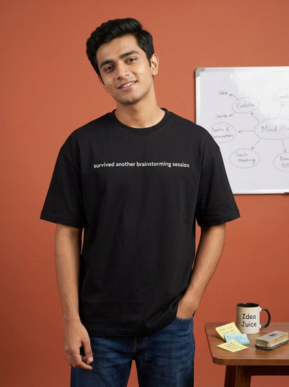 Brainstorming- Black Round Neck Corporate T-shirt