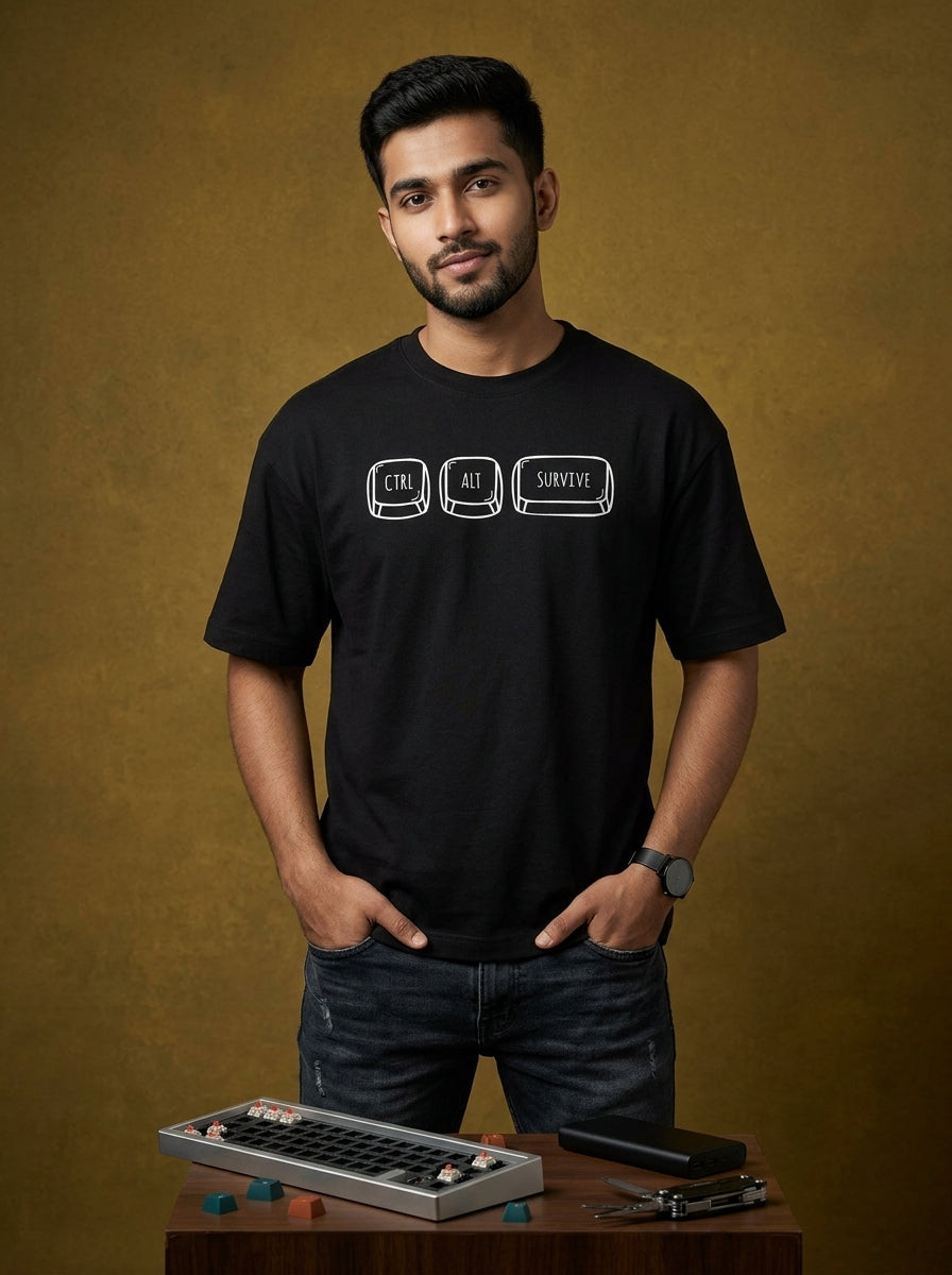 CTRL ALT DELETE- Black Round Neck Corporate T-shirt