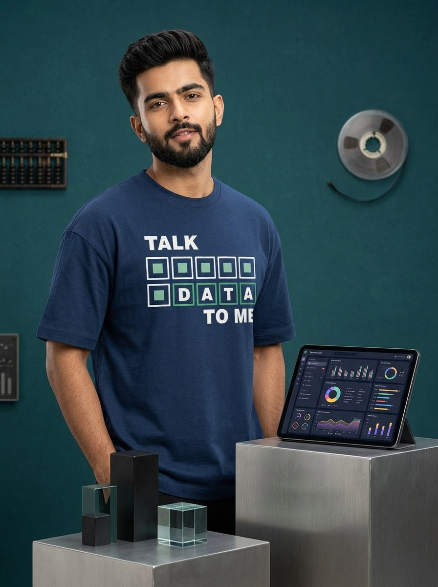 Talk Data- Navy Blue Round Neck Corporate T-shirt