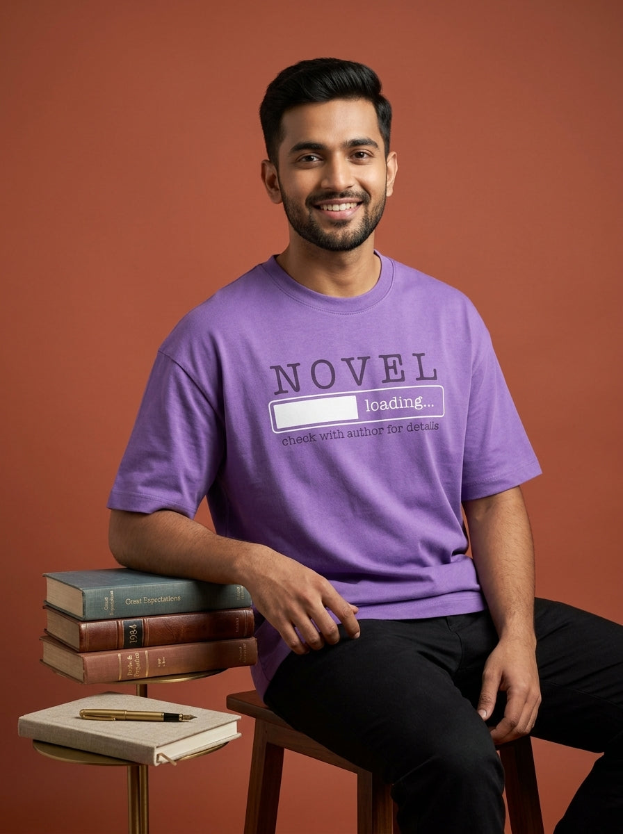 Novel Loading- Lavender Round Neck Writer T-shirt