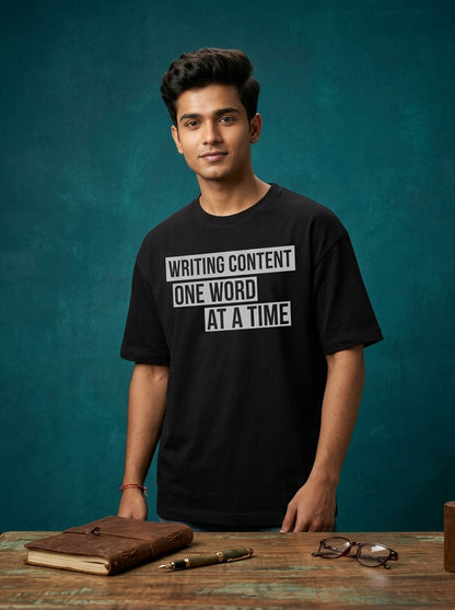 Writing Content- Black Round Neck Writer T-shirt