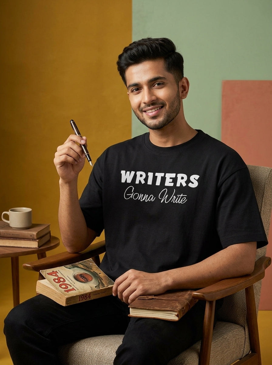 Writers Gonna Write- Black Round Neck Writer T-shirt