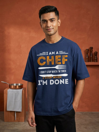 I Am A Chef- Navy Blue Chef Oversized Tshirt