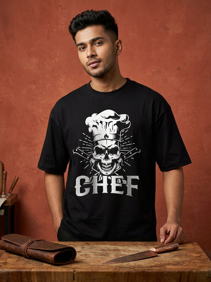 Chef Skull- Black Chef Oversized Tshirt