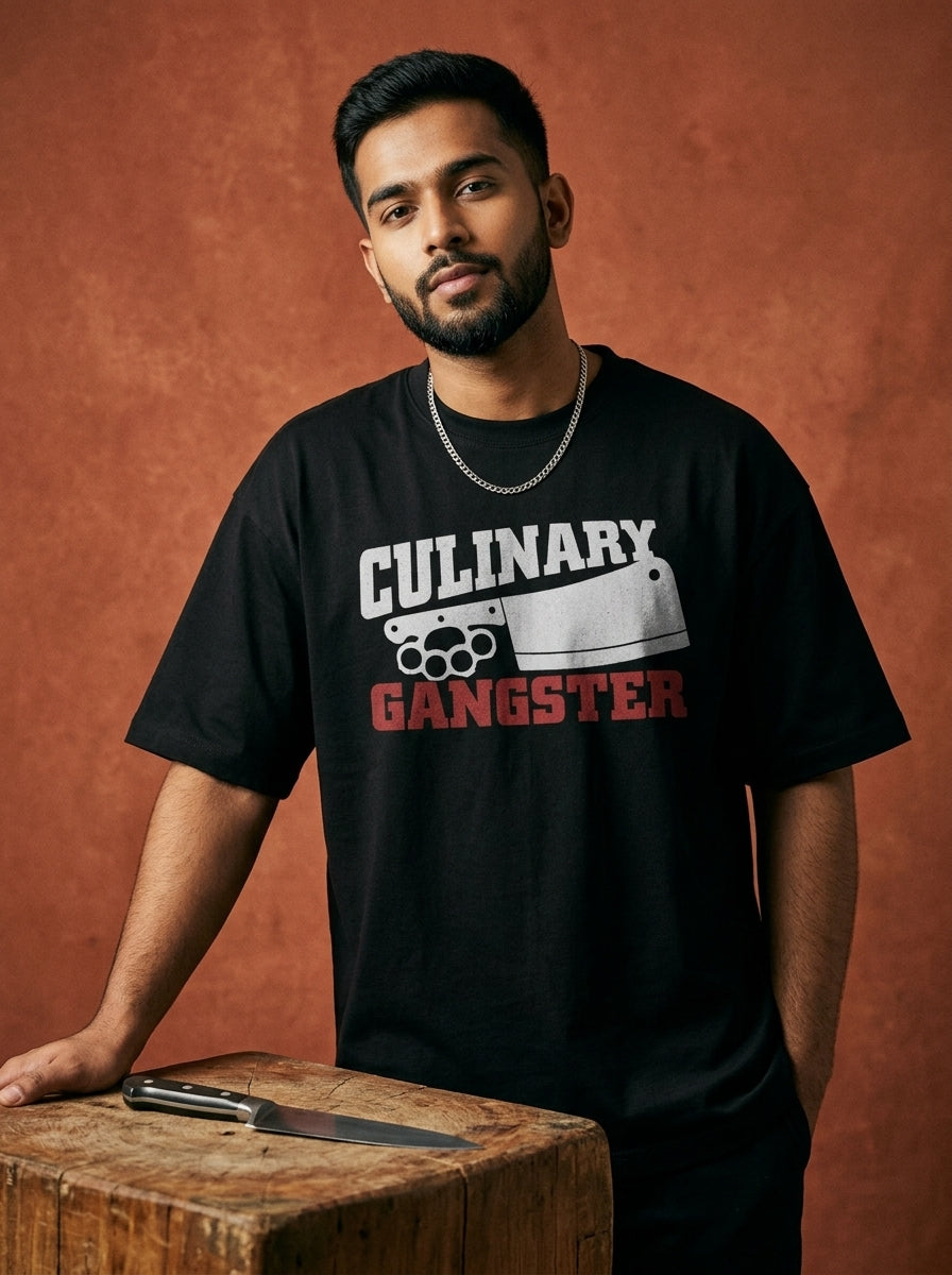 Culinary Gangster- Black Crew Neck Chef T-shirt