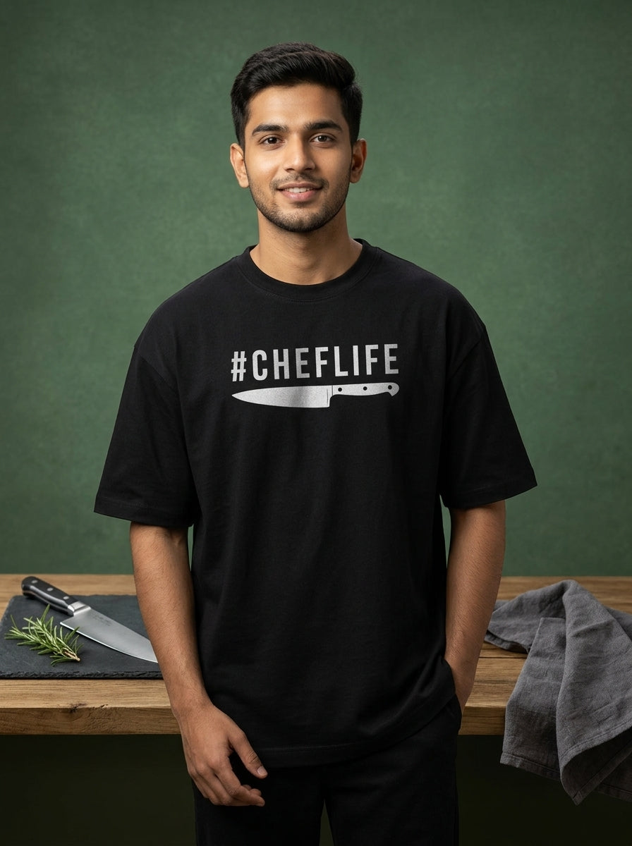 Chef Life- Black Crew Neck Chef T-shirt