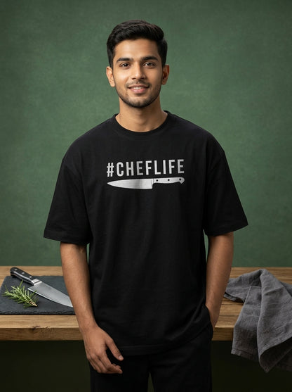 Chef Life- Black Crew Neck Chef T-shirt