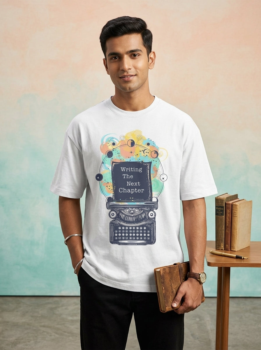 Writing the Next Chapter- White Round Neck Writer T-shirt