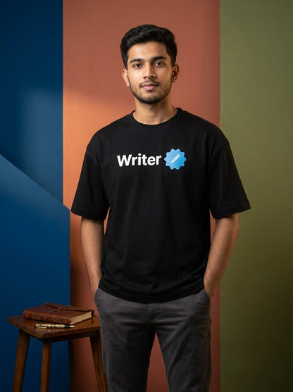 Writer Verified- Black Round Neck Writer T-shirt