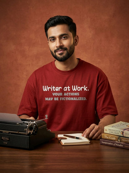 Writer at Work- Maroon Round Neck Writer T-shirt