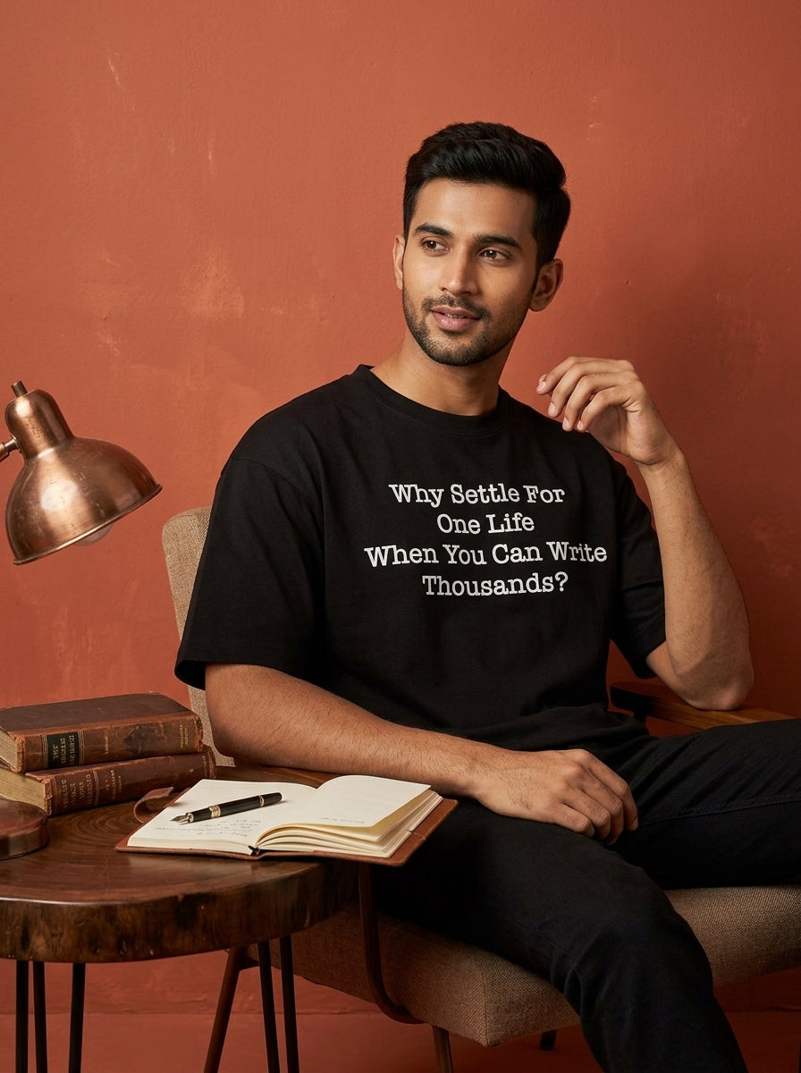 Write Thousands- Black Round Neck Writer T-shirt