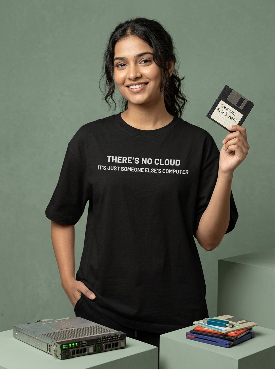 There is no Cloud- Black Round Neck Coding T-shirt