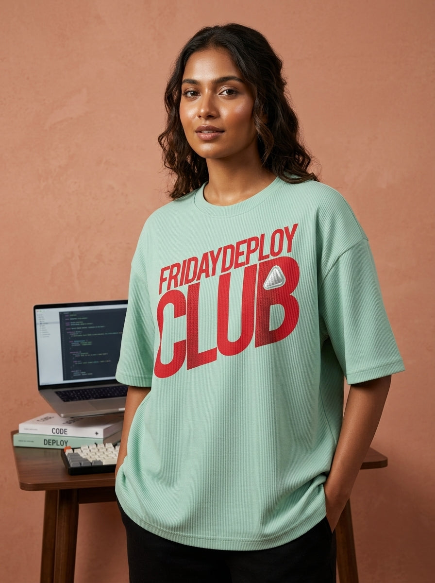 Friday Deploy Club- Mint Coding Oversized Tshirt