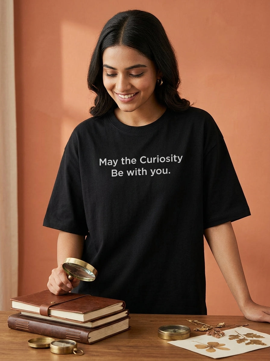 Curiosity With You- Black Round Neck Corporate T-shirt
