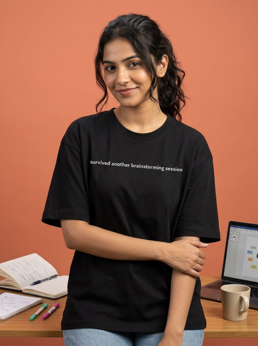 Brainstorming- Black Round Neck Corporate T-shirt