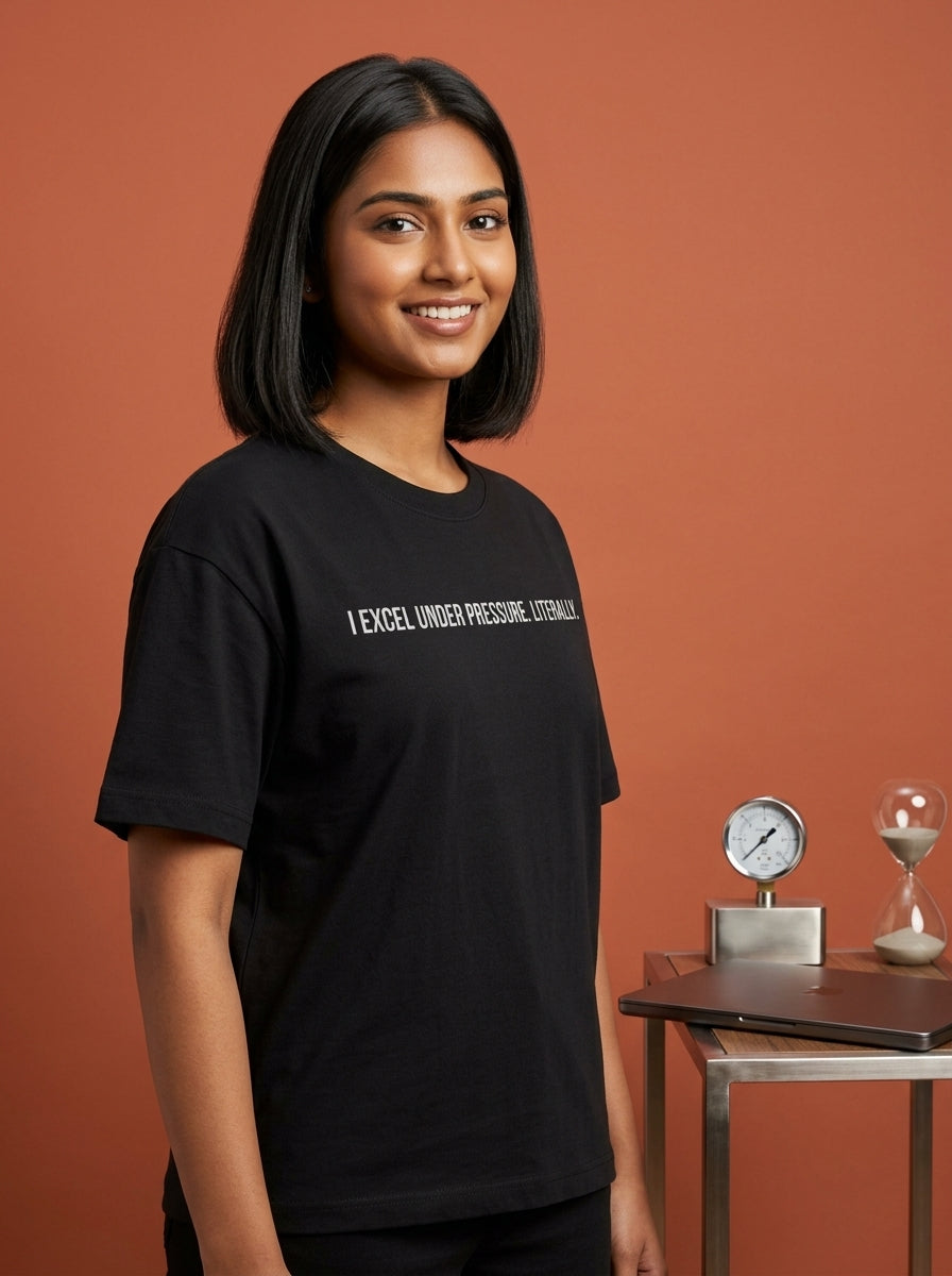 Excel Under Pressure- Black Round Neck Corporate T-shirt
