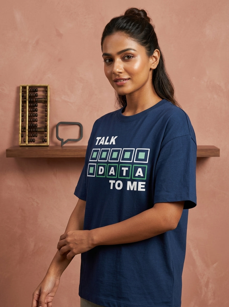 Talk Data- Navy Blue Round Neck Corporate T-shirt
