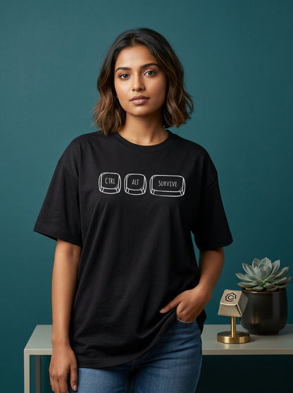 CTRL ALT DELETE- Black Round Neck Corporate T-shirt