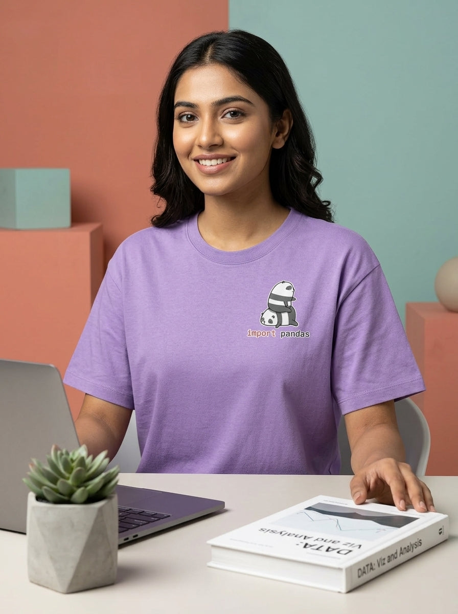 Import Pandas - Lavender Corporate Round Neck T-shirt